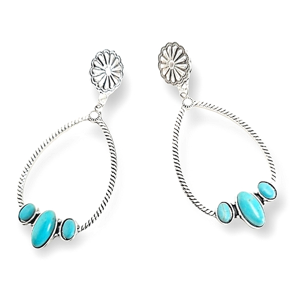 Western Silver Turquoise beaded hoop earrings 2/$30 - Picture 7 of 15